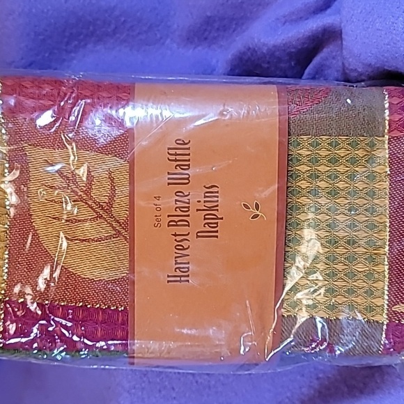 0719. NWTs ~ Harvest Blaze Waffle Napkins (4) & Placemats (4)~ Beautiful ๐ - Picture 4 of 9